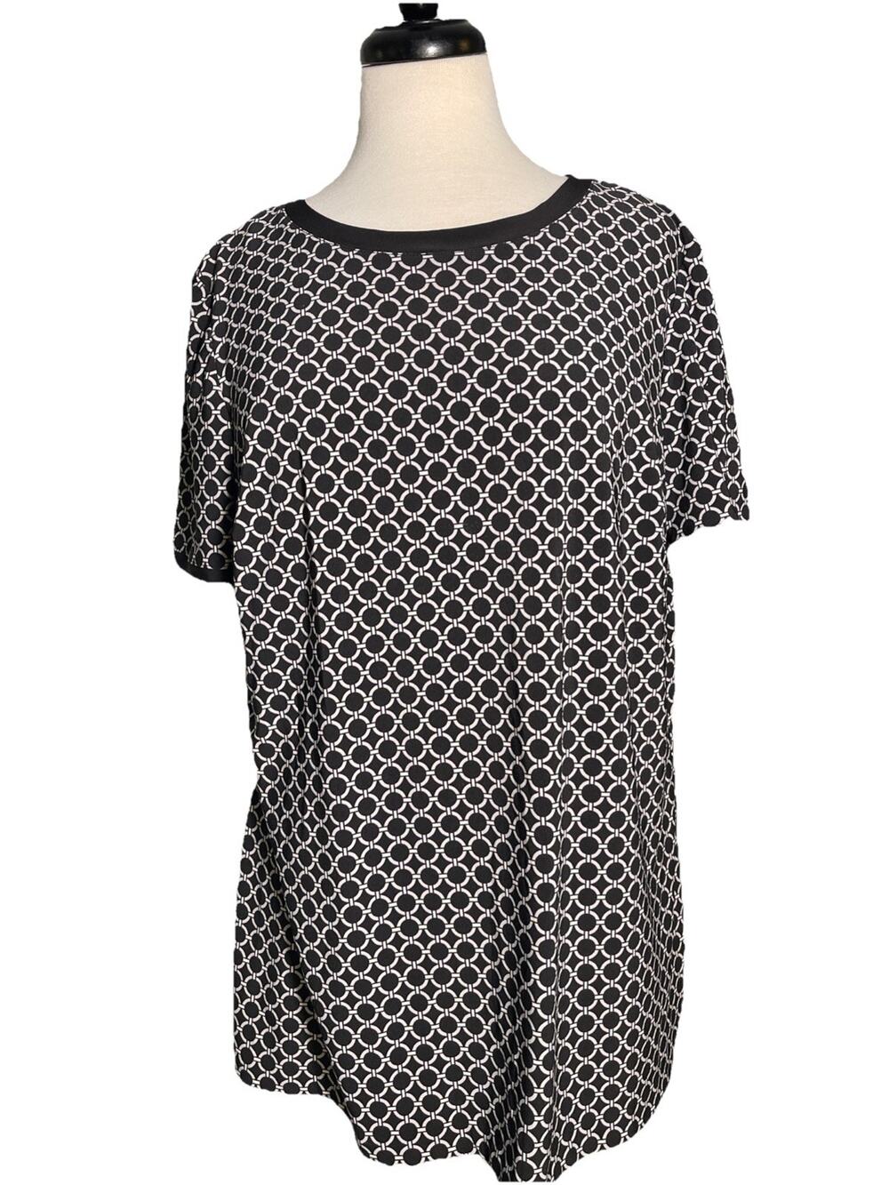 ANNE KLEIN Button-Up Back Blouse Top Women’s Short Sleeves 0X
